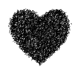 心脏涂鸦铅笔黑心插图黑与白艺术体重草图蜡笔绘画背景图片