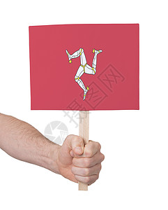 手举旗帜手持小卡的手牌     人岛旗商业手指空白招聘卡片旗帜框架推介会白色广告牌背景