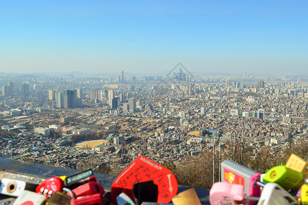 首尔市日光蓝天 南韩国首尔背景图片