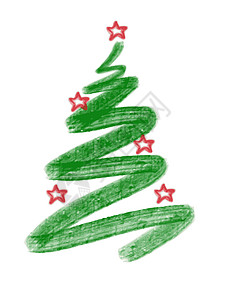 圣诞树墨水白色艺术庆典艺术品假期风格绘画装饰品红色背景图片