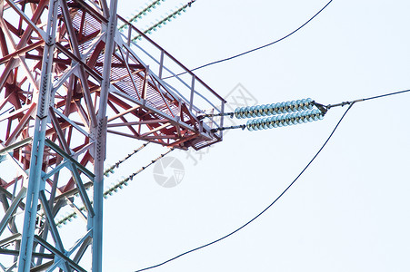 轴承输电线电气化接线电压电缆金属邮政蓝色天空网络别针背景图片