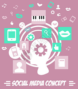 社交矢量带有人概况的社交媒体概念 矢量说明营销方案团体按钮用户互联网博客技术社区化身背景