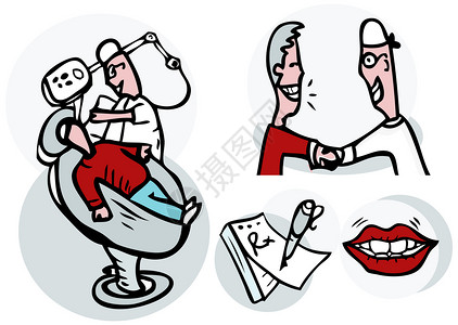 卡通人们从事一套病人病媒图标的牙科医生护士空腔照片福利卫生员牙医患者疾病工作牙齿背景