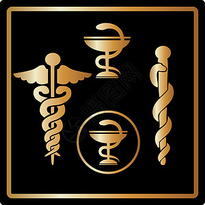 矢量素材蛇矢量黄金医疗卡图标 符号 医用标志背景