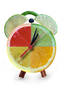 严格控制饮食时间概念决议保健柠檬水果重量蔬菜橙子排毒营养减肥背景