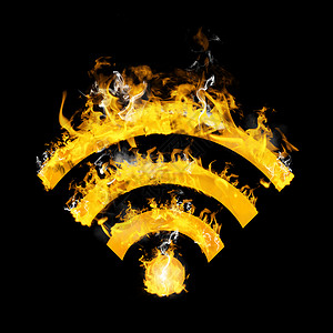 纵火的Wifi标志综合图像计算界面连接火焰互联网上网电脑科技技术背景图片
