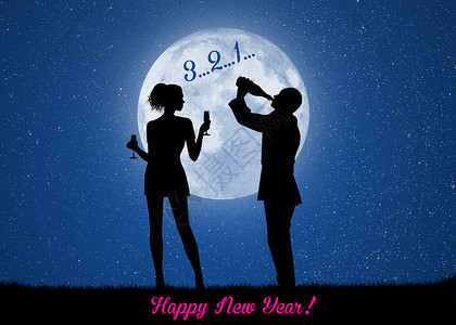 用于新年的举举庆典男人派对女士夫妻月光背景图片
