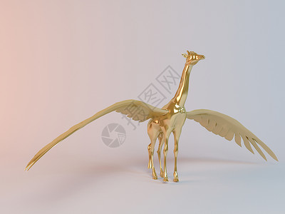 翅膀勋章金色3D飞行动物长颈鹿金属翅膀射线游泳标签生活奢华勋章力量金子背景