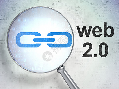 web界面网站网页网络发展概念 带光学玻璃的链接和Web2 0背景