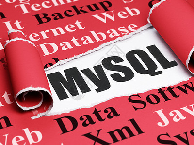 编程文字素材编程概念 黑文字 MySQL 在撕破纸下面背景
