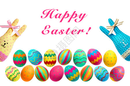复活节兔子和鸡蛋手工制作 贺卡创造力礼物假期季节食物问候语庆典卡片背景图片