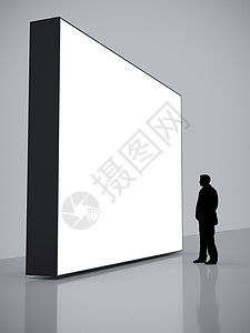白色大屏幕前的男人人士框架商务空白技术电视商业黑色屏幕插图背景图片