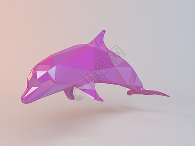 粉红色的海豚3D 粉红色低含量聚苯乙烯艺术三角形孩子们哺乳动物动物反射荒野皮肤多边形故事背景
