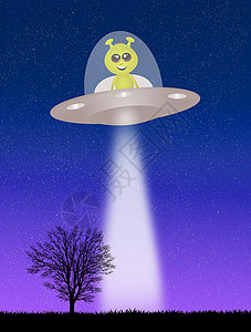 外星人怪物插图灰色飞船男人卡通片天空背景图片