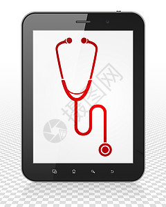医疗pc首页保健概念 显示有立体镜的表板Pc计算机背景