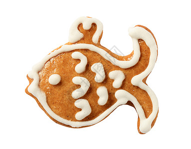 姜饼饼干美食白色装饰食物饼干动物鲤鱼小吃背景图片