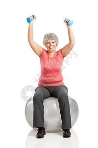未婚老妇运动成人训练健身房哑铃调子女士微笑身体白色高清图片