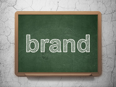 绿色品牌营销概念 在黑板背景上打牌市场社会品牌战略木板渲染白色3d课堂宣传背景