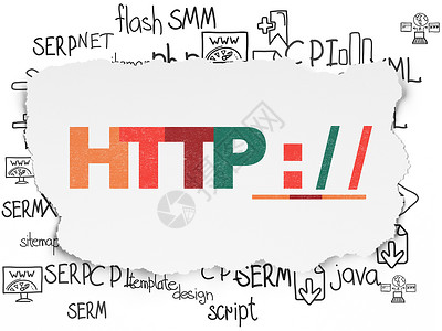 网页设计图标网络发展概念 Http涂鸦代码报纸文本网站白色黑色网址托管设计背景