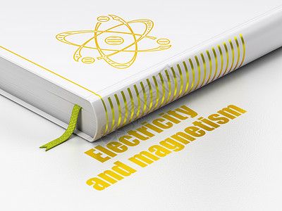 白色背景上的科学概念书分子电学和磁学背景图片