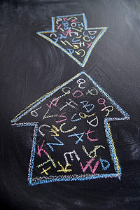 通信字母顺序白色粉笔黑板学校字体化合物背景图片