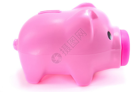 粉红小猪银行金融现金对象粉色白色背景图片