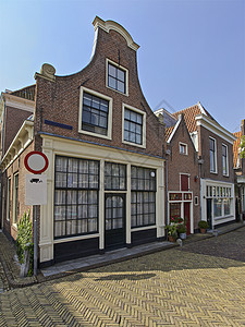 荷兰阿尔克马尔村庄公寓角落植物建筑学街道窗帘房子国家背景图片