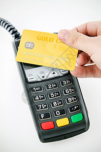 使用NFC芯片与终端使用的无接触金支付卡高清图片