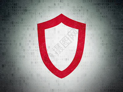 数字数据纸背景上的安全概念轮廓盾裂缝密钥监护人技术代码密码攻击警报犯罪隐私背景图片