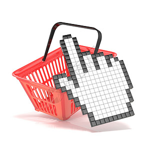 商城图标素材购物篮和指向的手游标 互联网商务会议背景