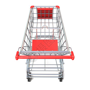 红色国货好物购物车 最高风景3D市场金属行李商业购物大车销售篮子消费者顾客背景