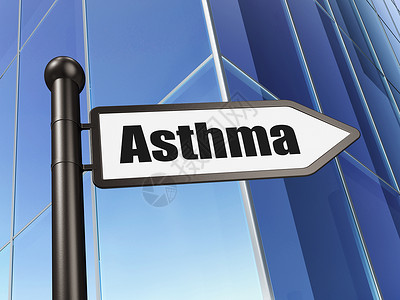 哮喘标志健康概念 在建筑背景上标志阿斯马背景
