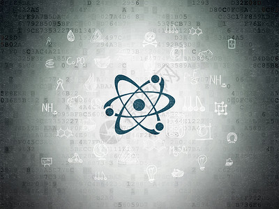 拟物理财办图标数字数据纸背景上的科学概念分子技术生物学代码创新实验实验室原子涂鸦教育蓝色背景