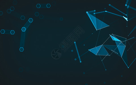 黑色三角形抽象的多边形空间低聚暗 background3d 渲染背景网络矩阵蓝色三角形黑色科学水晶宏观金属背景