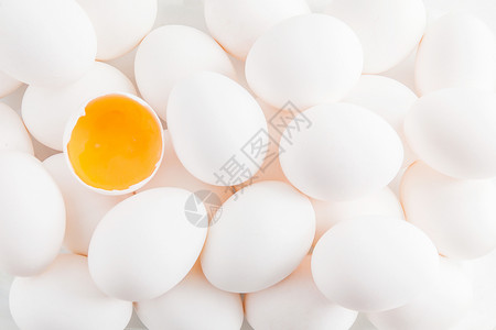 地蛋贝壳中的白鸡蛋和黄蛋的背景动物标签圆圈框架生活蛋黄篮子材料食物节食背景