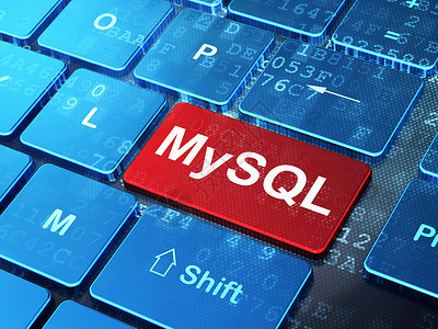 mysql编程概念 计算机键盘背景上的 MySQL背景