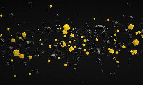 抽象黄色原子纳米科技粒子背景3d仁背景图片