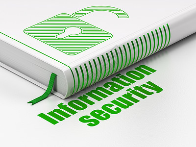 信息安全图标隐私概念 书 开放帕洛克 白背景的信息安全背景