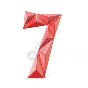 数字形式红色现代三角字体数字七 7 3测量几何学失真棱镜插图数学反射多边形背景