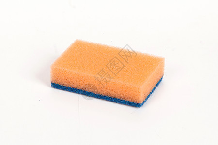 龙宝一家橙色冲刺海绵卫生材料家务工具清洁工泡沫工作聚合物商品白色背景