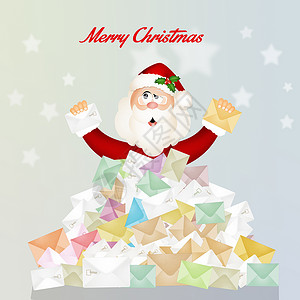 有圣诞信件的圣诞老人愿望礼物清单庆典老人邮件卡通片邮政插图邮箱背景图片
