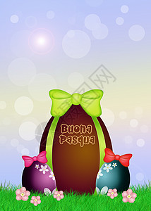 复活节鸡蛋礼物巧克力展示庆典丝带插图宗教花朵背景图片