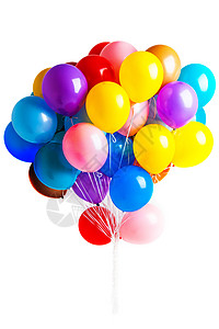 白色上的多彩气球假期橡皮节日庆典狂欢派对生日背景图片