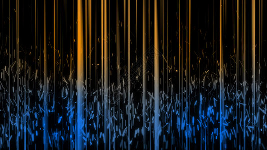 黄色粒子线条具有垂直线和粒子的抽象背景橙子光束艺术条纹派对金子运动技术蓝色装饰品背景
