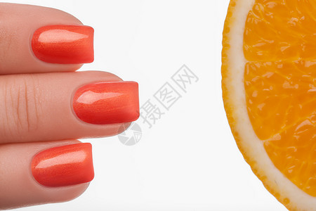 橙色指甲油美学凝胶手指广告创造力指甲背景图片