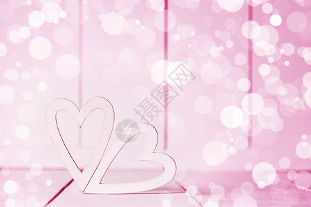 粉红情人日心白色背景浪漫假期婚礼礼物木头粉色创造力风格背景图片