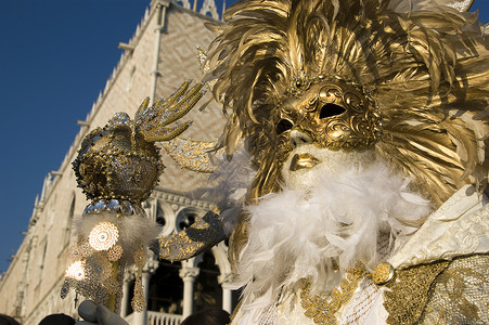 威尼斯狂欢节的面具蒙面歌剧狂欢戏服派对背景图片