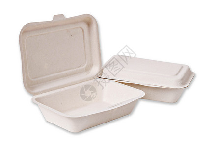 可分解天然植物纤维食品盒回收白色塑料空白产品环境绿色盒子午餐生物背景