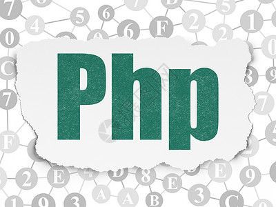 数字框撕纸背景上的数据库概念 Php程序贮存方案报纸中心绘画数字电子服务器代码背景