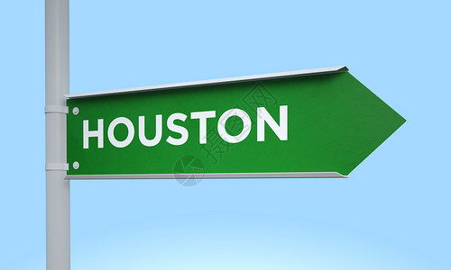 绿色路标Houston工作职业交通插图渲染生意人街道旅行3d蓝色背景图片